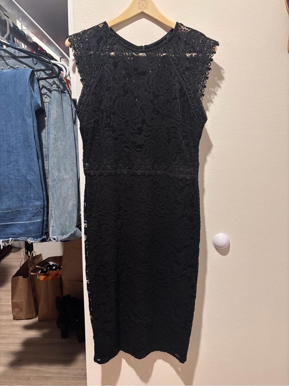 Bisou Bisou Black Lace Midi Dress
